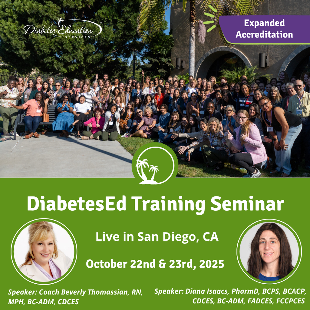Live in San Diego: DiabetesEd Training Seminar | Basic | Oct. 22 & 23, 2025 | Earn 30+ CEs