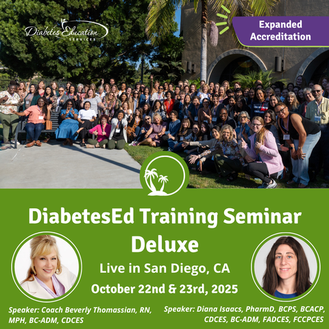 Live in San Diego: DiabetesEd Training Seminar | Deluxe | Oct. 22 & 23, 2025 | Earn 30+ CEs